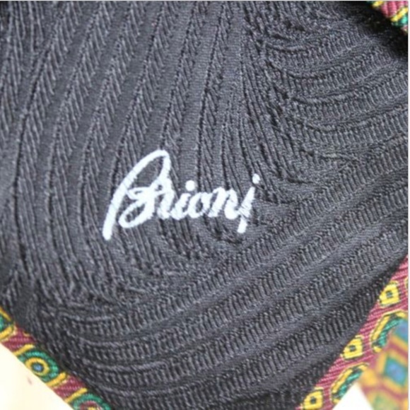 BRIONI Silk Neck Tie Geometric Maroon Green Blue - Picture 4 of 8